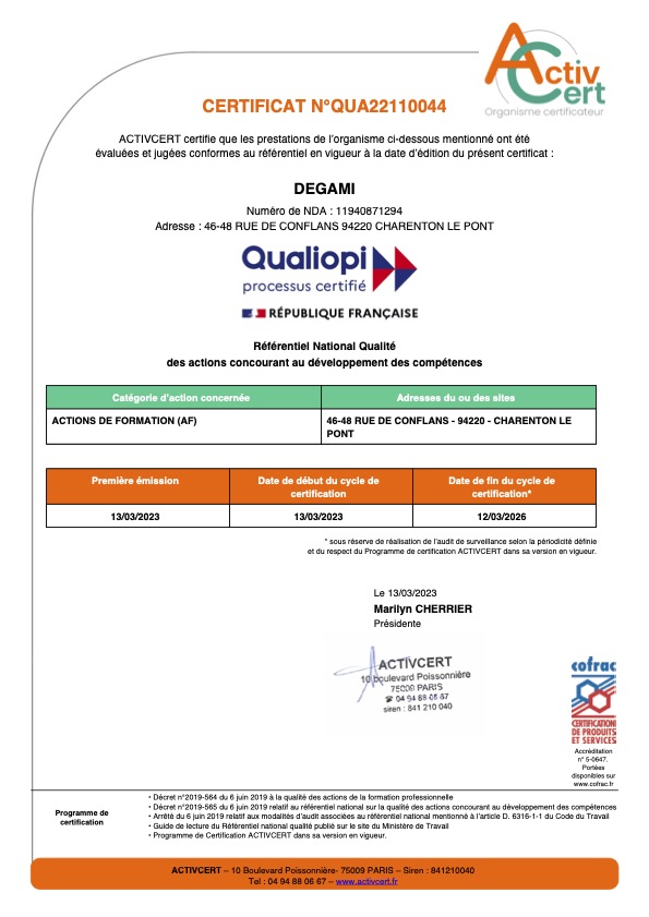 Certificat Qualiopi